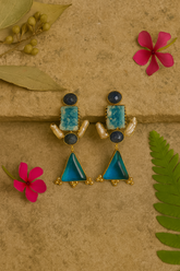 GEOMETRIC BLUE DANGLE EARRINGS